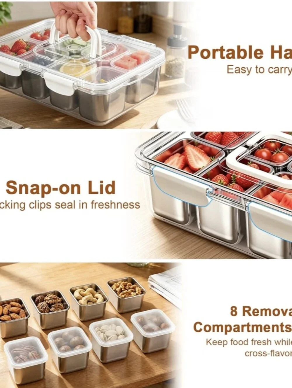 Stainless Steel Container Set with Clear Lid
